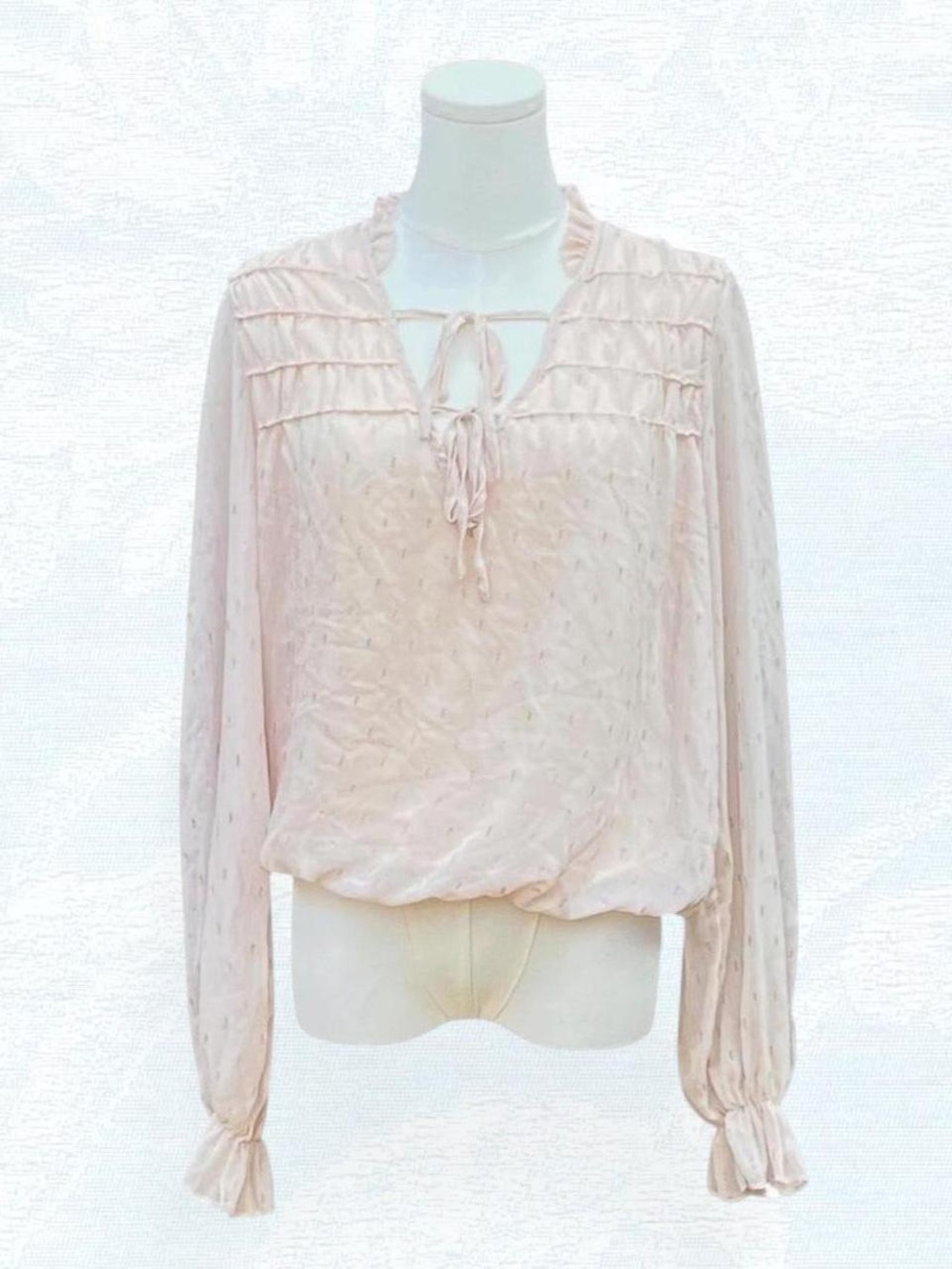 Autres Filles Beige Dot Tie Blouse
